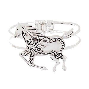 Trotting Arabian Horse Spring Hinged Cuff Bracelet